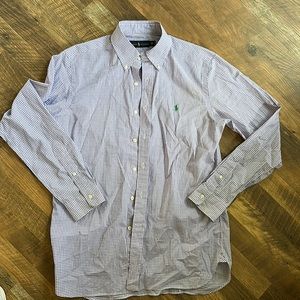 Men’s Purple and White Gingham Polo Shirt